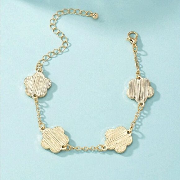 Chic Black Five Leaf Clover Gold bracelet - Picture 3 of 4